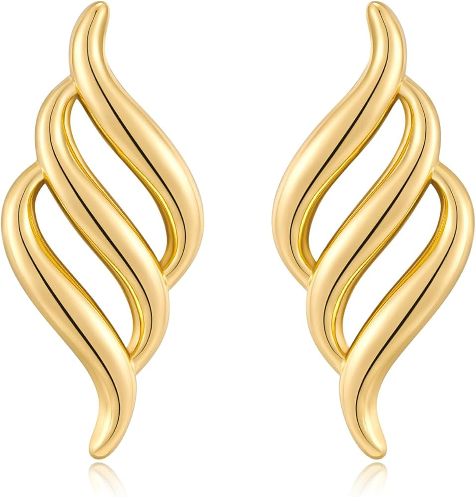 Amazon.com: COORWEEL Large Gold Hollowing Geometric Stud Earrings for Women Trendy Vintage Statem... | Amazon (US)