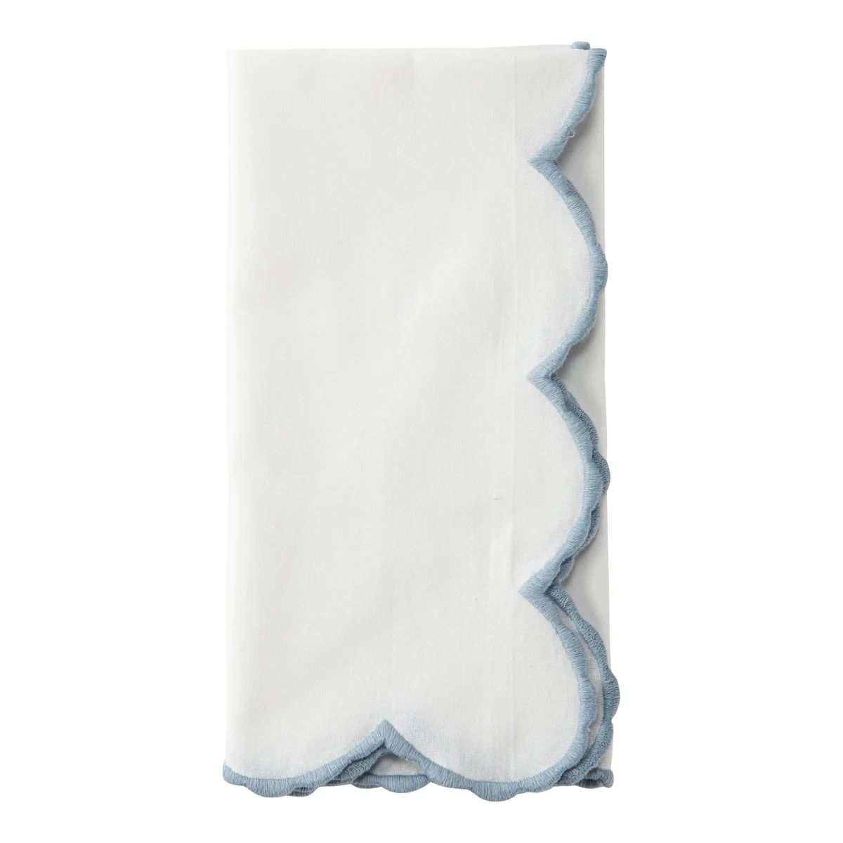 White Scalloped Napkin Blue, Set of 4 | Amanda Lindroth
