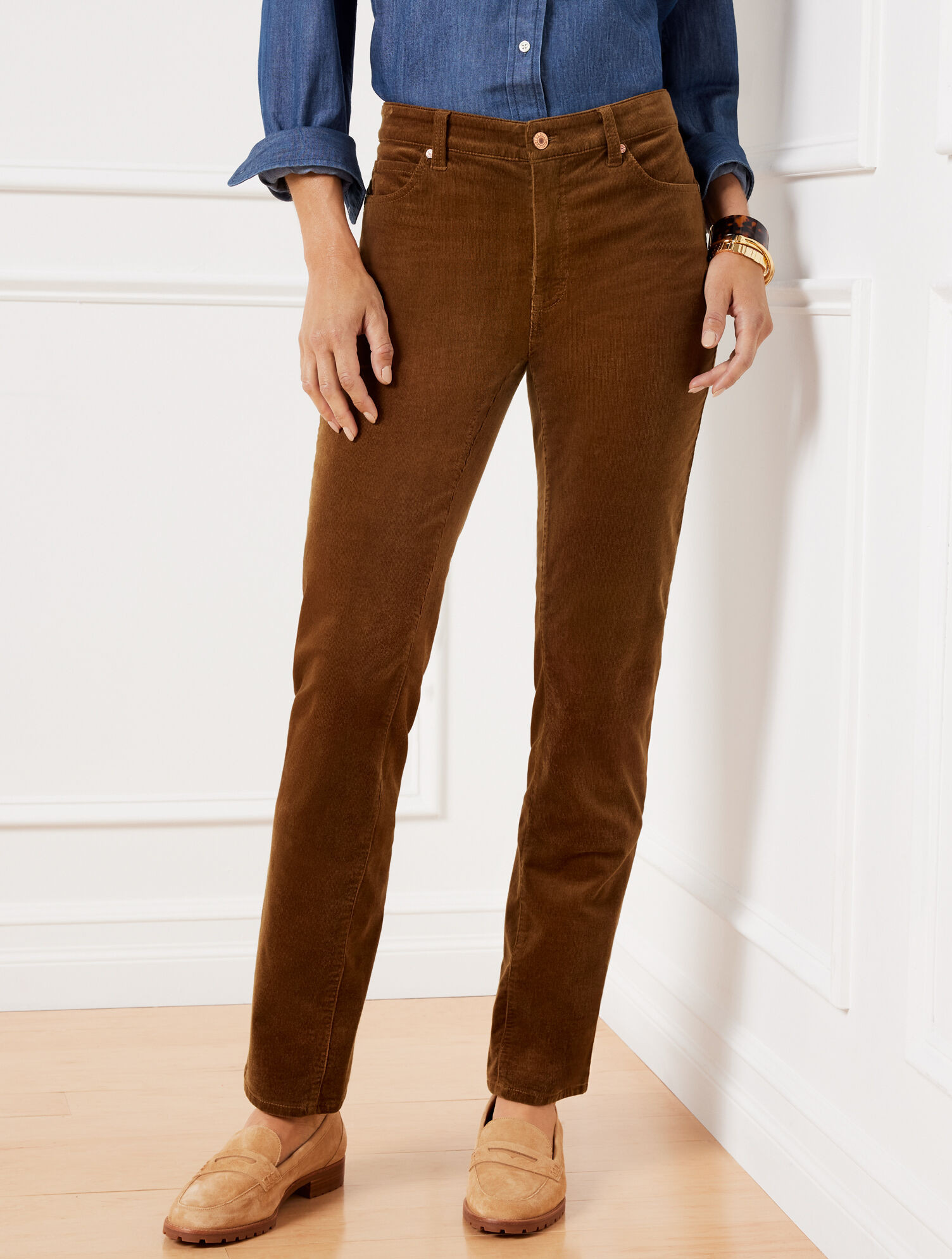 Stretch Corduroy Straight Leg Pants - Solids | Talbots