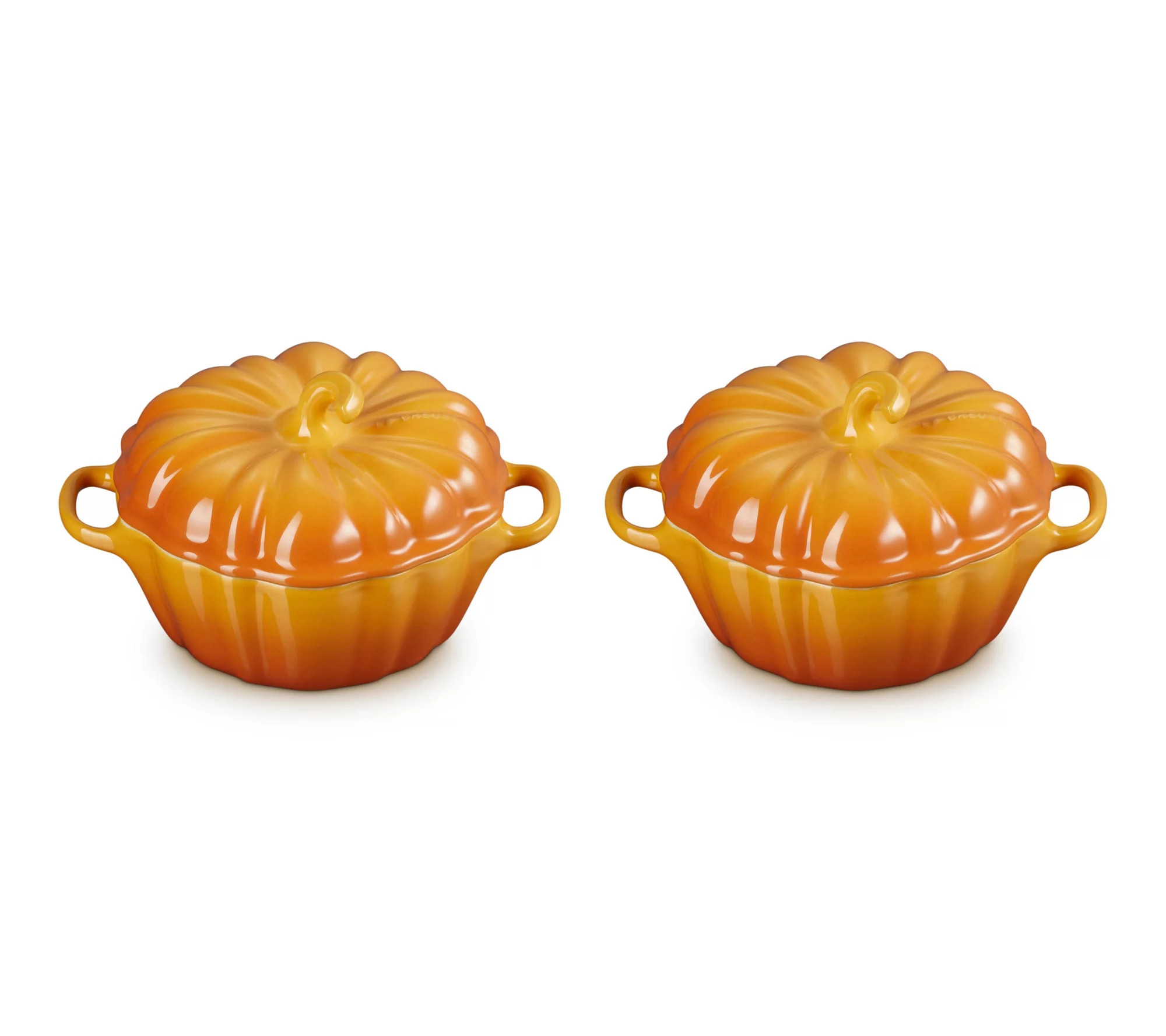 Le Creuset Set of (2) 12-oz Mini Pumpkin Cocottes | QVC