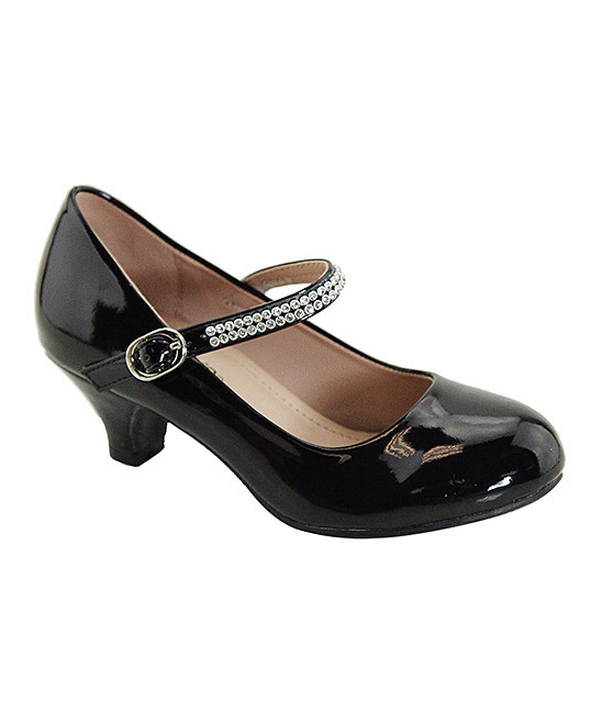Bella Marie Girls' Mary Janes BLACK - Black Sassy Kitten Heel | Zulily