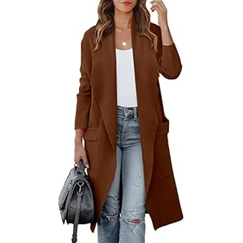 Naggoo Women's Long Cardigans Button Down High Low Solid Knit Loose Cardigans with Pockets | Amazon (US)