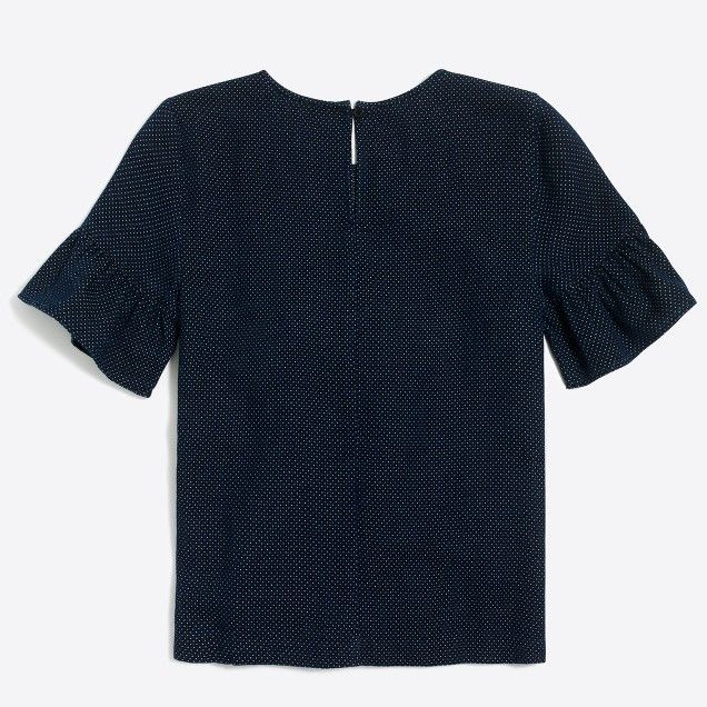 Indigo dot ruffle-sleeve top | J.Crew Factory