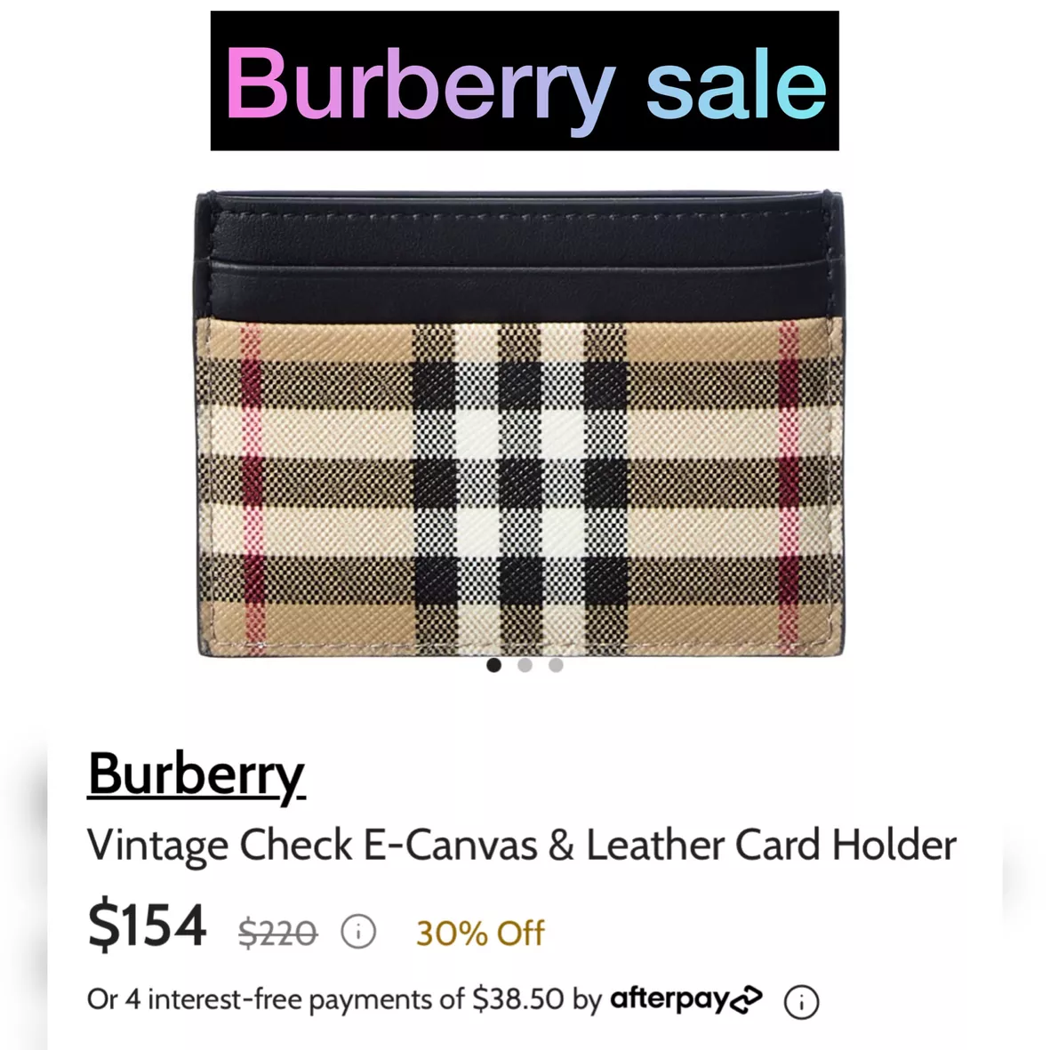 Burberry Check E-Canvas & Leather Card Case