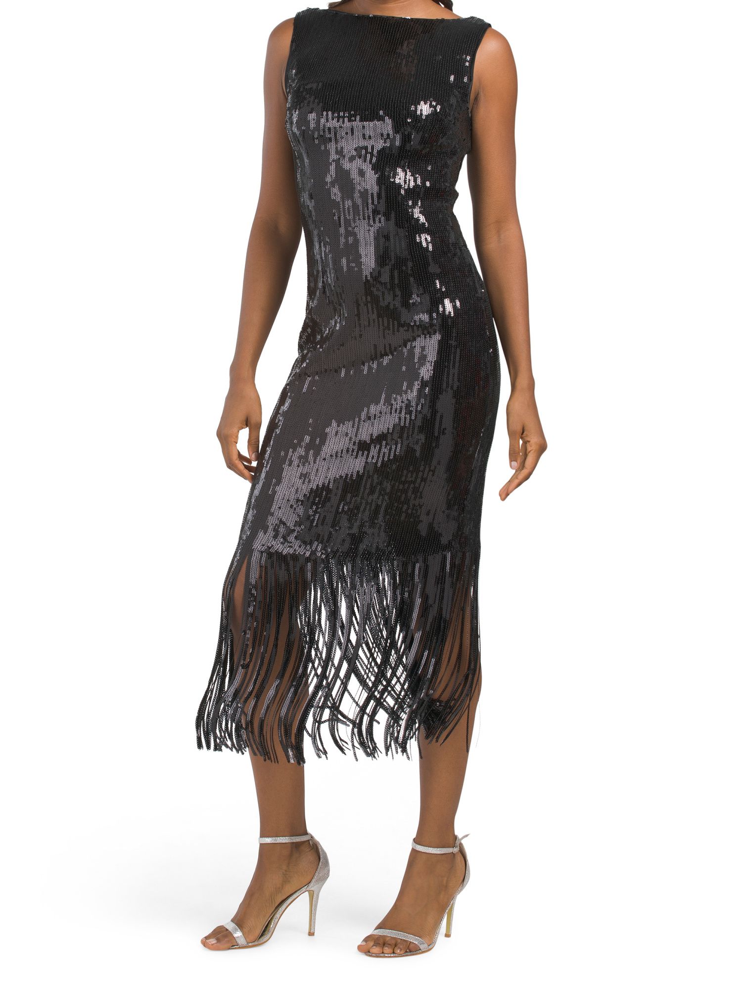 High Neck Sequin Fringe Dress | TJ Maxx
