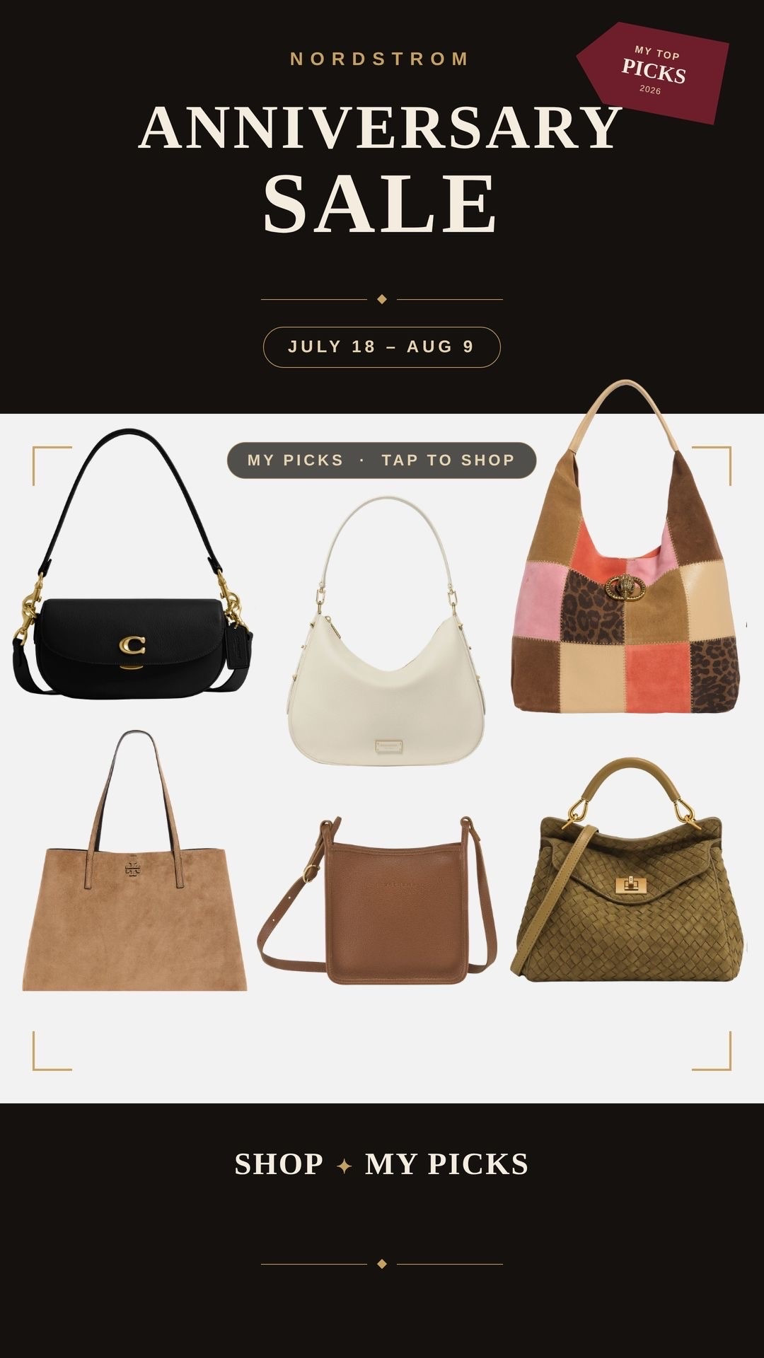 My top bag picks to shop the Nordstrom sale! There’s not a lot of coach and Longchamp on sale but this cute lil coach bag is on sale in multiple colors, so is this little Longchamp bag.

I’m really eyeing this suede Tory Burch bag, but I’m probably going to end up with that Kurt Geiger tote 😍 it’s giving me Coachtopia / Coach Brooklyn vibes and I love the colors 😍

#LTKSaleAlert