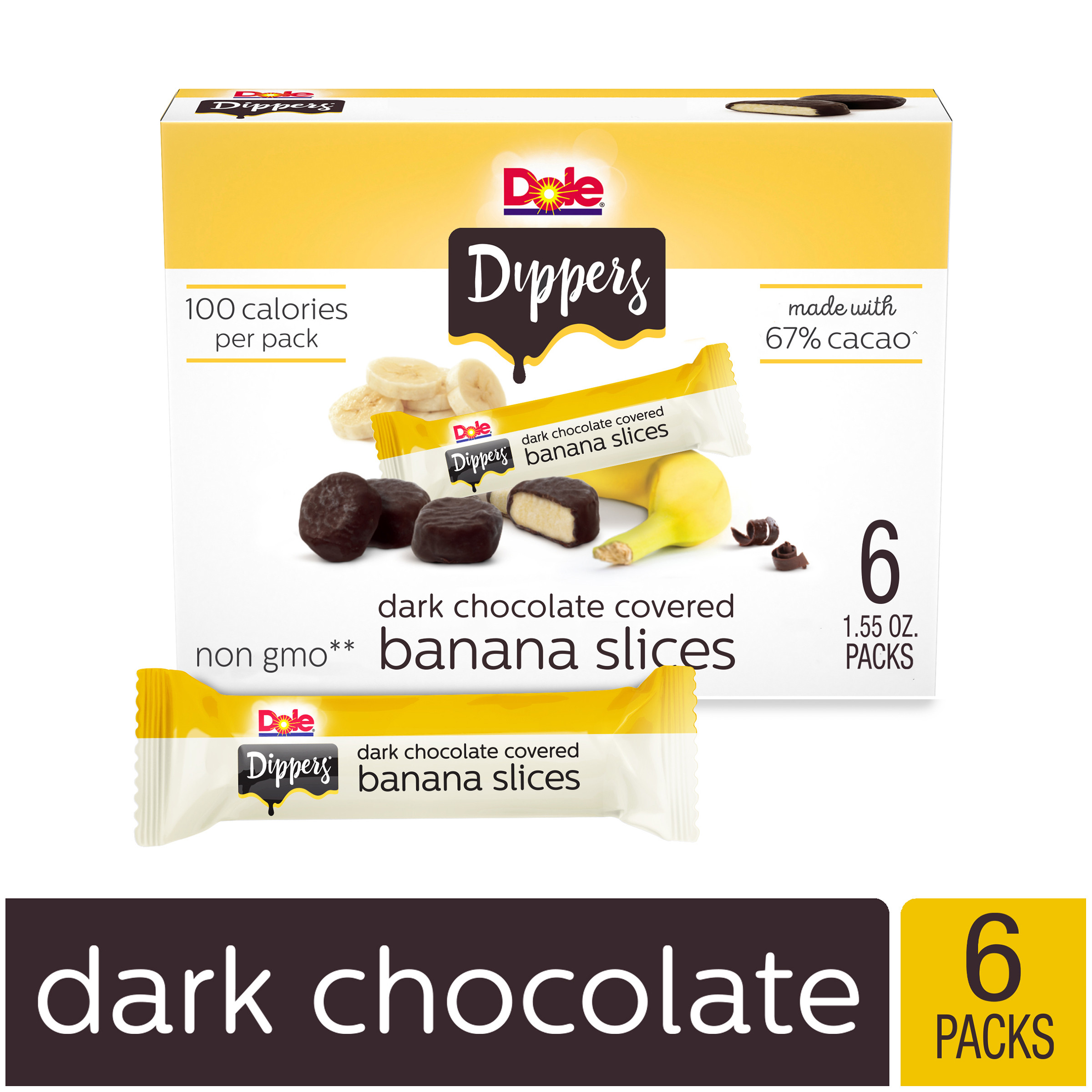 (6 Pack) Dole Dark Chocolate Frozen Banana Dippers, 1.55 oz | Walmart (US)