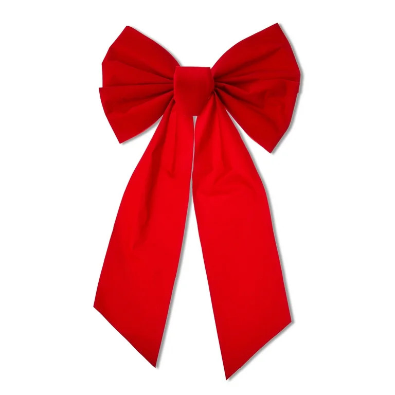 Red Velvet Long Tail Christmas Wreath Bow, 19", by Holiday Time | Walmart (US)
