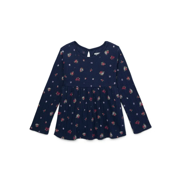 Garanimals Toddler Girls Babydoll Pointelle Top with Long Sleeves, Sizes 18M-5T | Walmart (US)