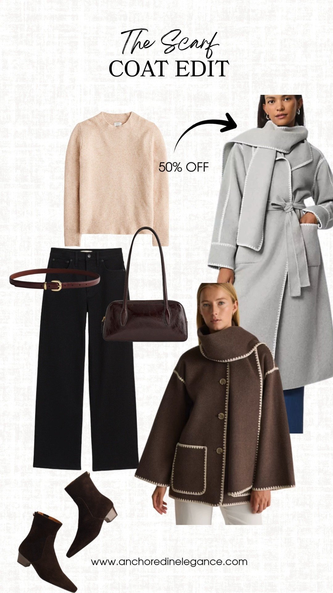 Scarf coats are trending for winter outerwear. Grab these gems while they're on sale. The gray Ann Taylor coat is 50% off 11/30-12/1! 

Winter outfits | wool coats | wide leg jeans | winter ootd  

 #LTKCyberWeek #LTKSaleAlert #LTKPetite