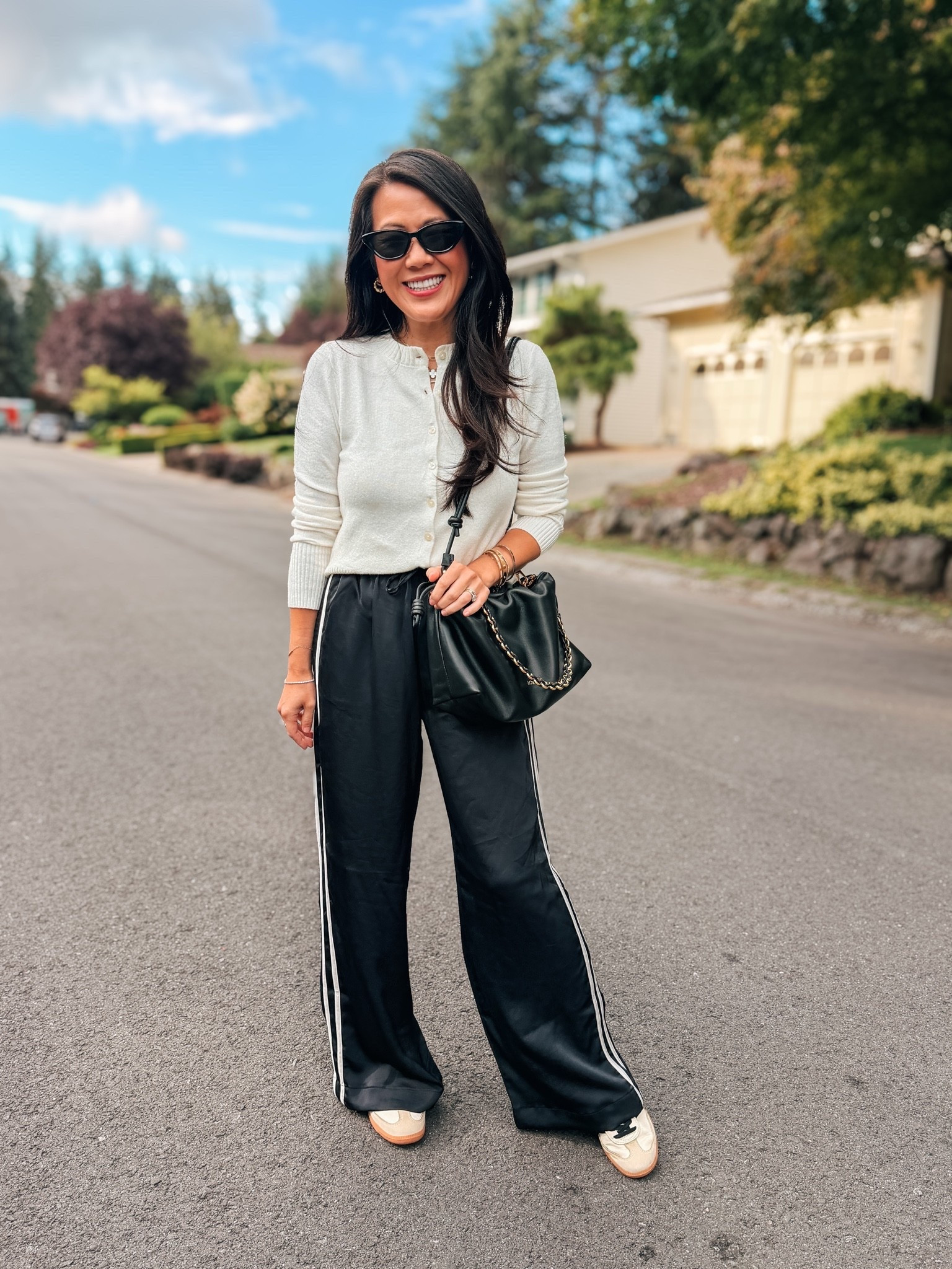 Satin track pants
Cardigan
Satin pants
Petite friendly

#LTKmomlife #LTKOver40 #LTKPetite