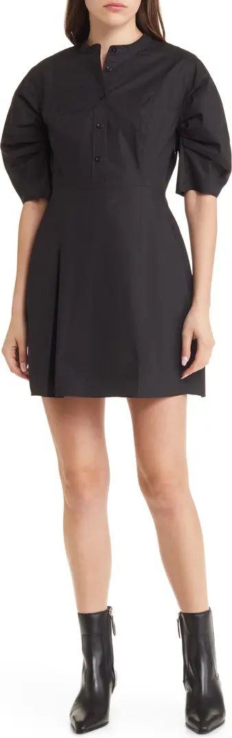 Puff Sleeve Organic Cotton A-Line Dress | Nordstrom