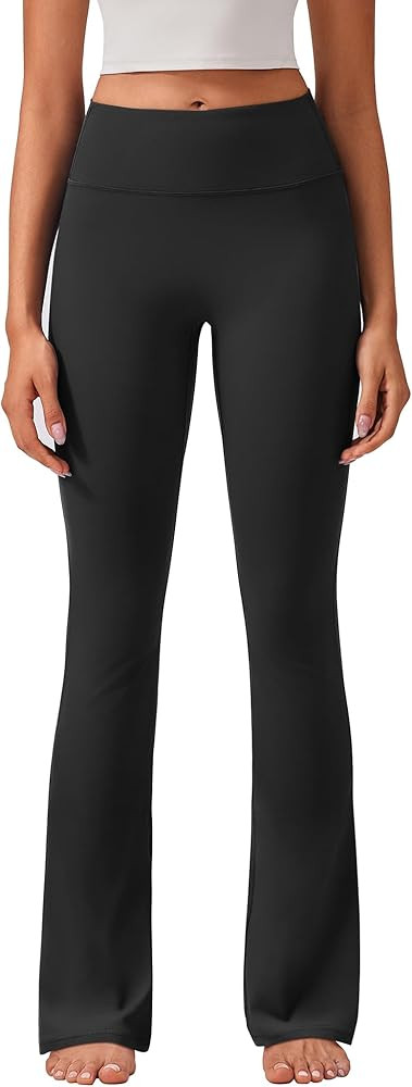 PINSPARK Womens Mini Flare Yoga Pants High Waisted Bootcut Leggings Athletic Bootleg Pants with B... | Amazon (US)