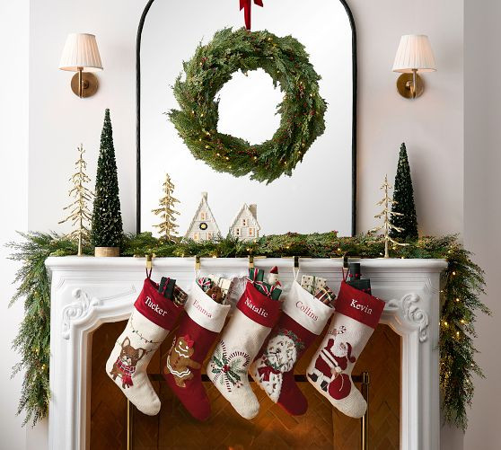 Holiday Icons Crewel Stockings | Pottery Barn (US)