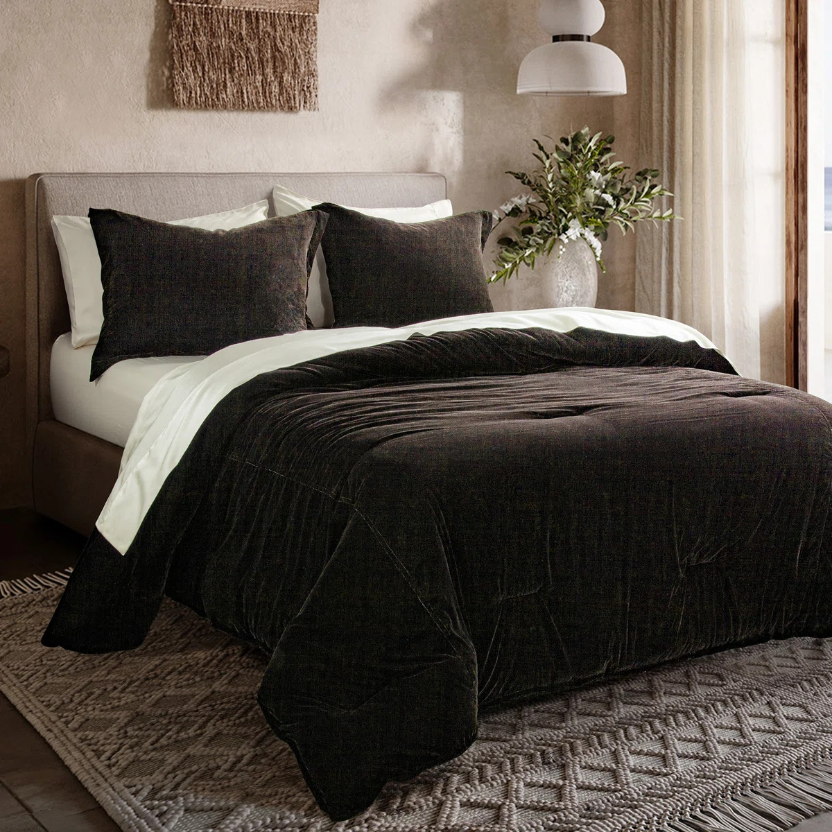 Estelle Velvet Soft Plush Classic Modern Chic Casual Comforter Set | Wayfair North America