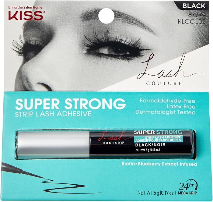 Kiss Lash Couture Super Strong Strip Lash Adhesive, Black, 0.17 Oz (5 g), 24 Hour Mega Grip Eyela... | Amazon (US)