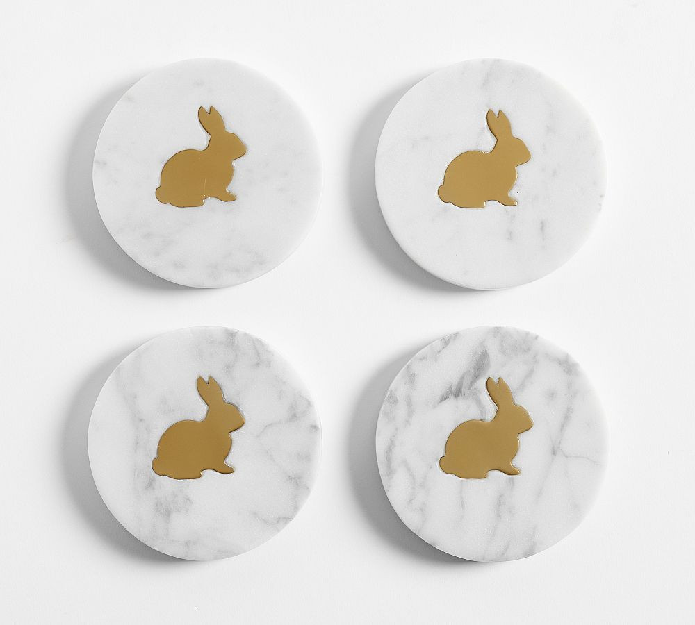 Bunny Inlay Marble Coasters - Set of 4 | Pottery Barn (US)