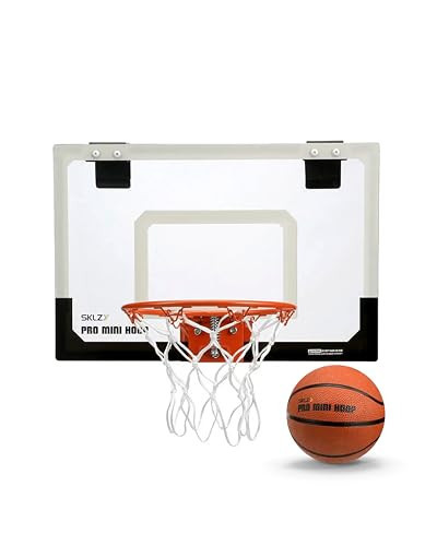 SKLZ Pro Mini Basketball Hoop - 18" x 12" Clear, Shatterproof Backboard, Breakaway Rim, Heavy Duty Net, & 5" Ball - Easy Mount Padded, Slide-On Over-Door Mounts - Suitable for Office, Dorm, Bedroom | Amazon (US)