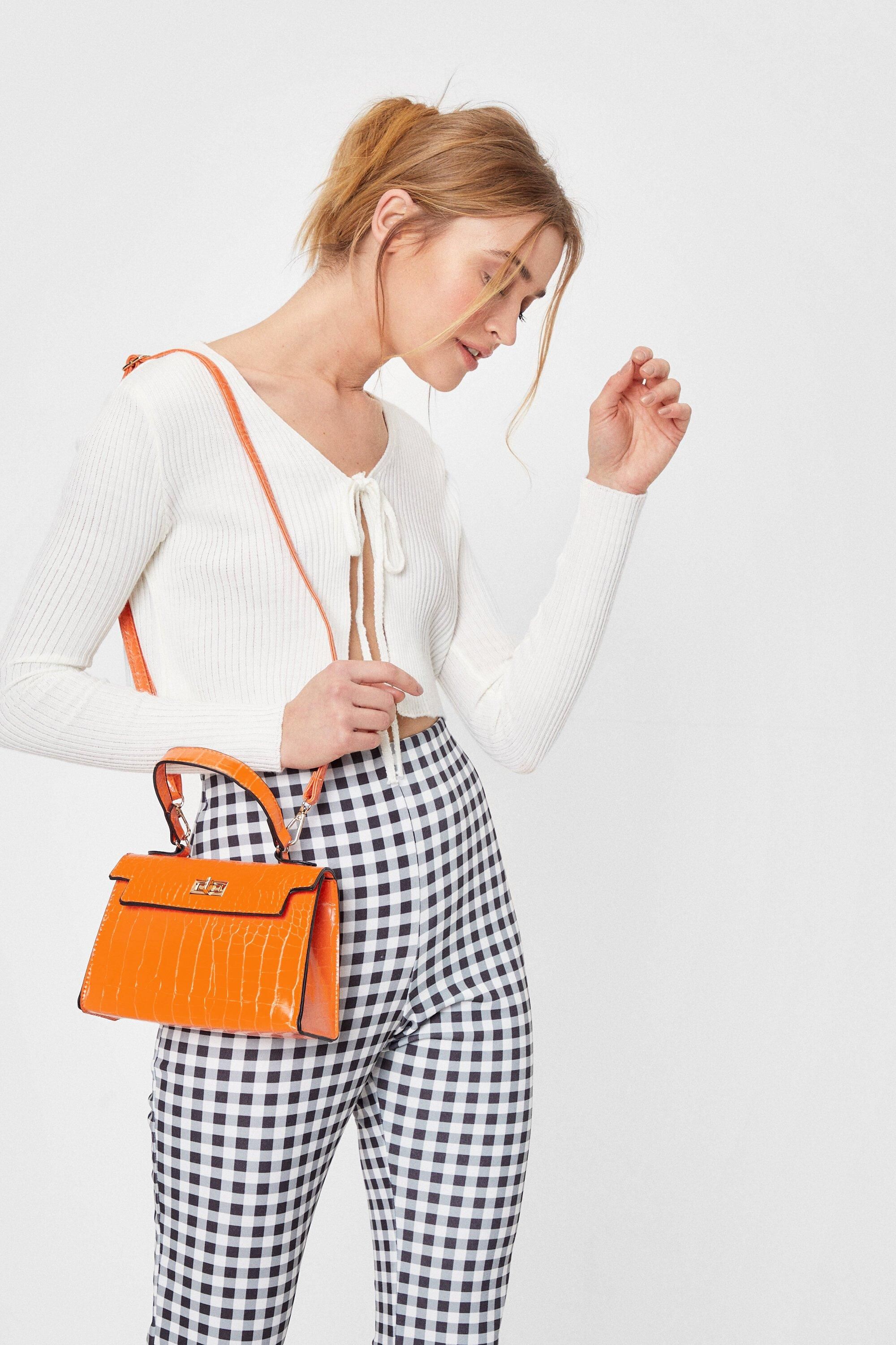 Structured Croc Mini Crossbody Bag | Nasty Gal (US)