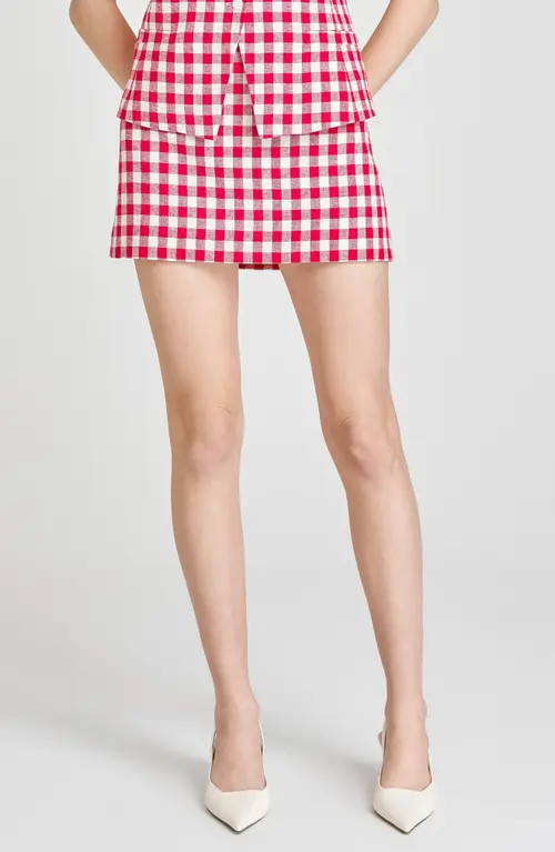 WAYF x Styled by COCO! Gracie Gingham Linen Blend Miniskirt in Red Gingham at Nordstrom, Size X-Small | Nordstrom