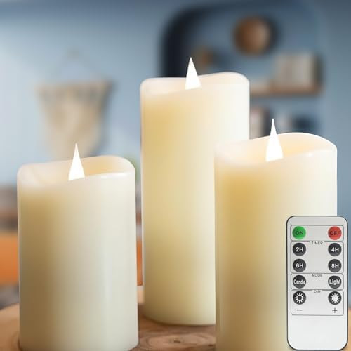 LOGUIDE Flickering Flameless Candles with Remote Timer, Realistic 3D Moving Flame with Real Wax Pill | Amazon (US)