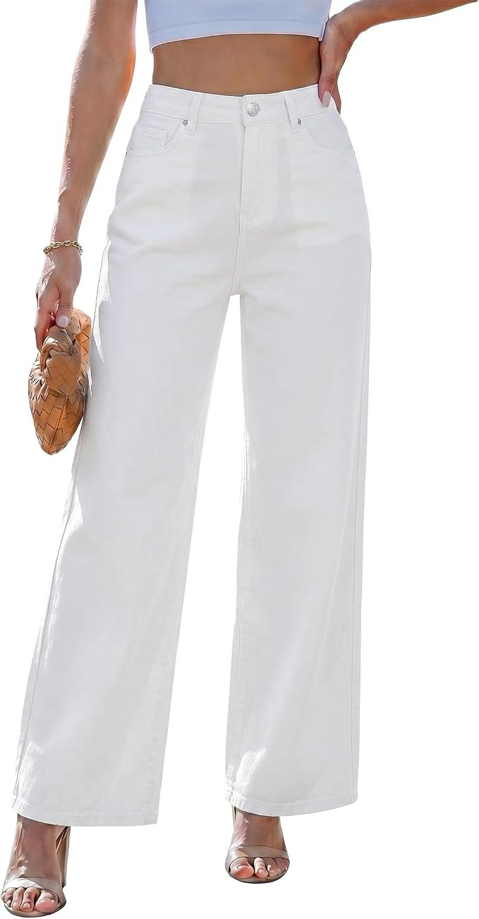 LookbookStore Wide Leg Jeans for Women High Waisted Stretchy Denim Jeans Fashion Baggy Trouser Je... | Amazon (US)