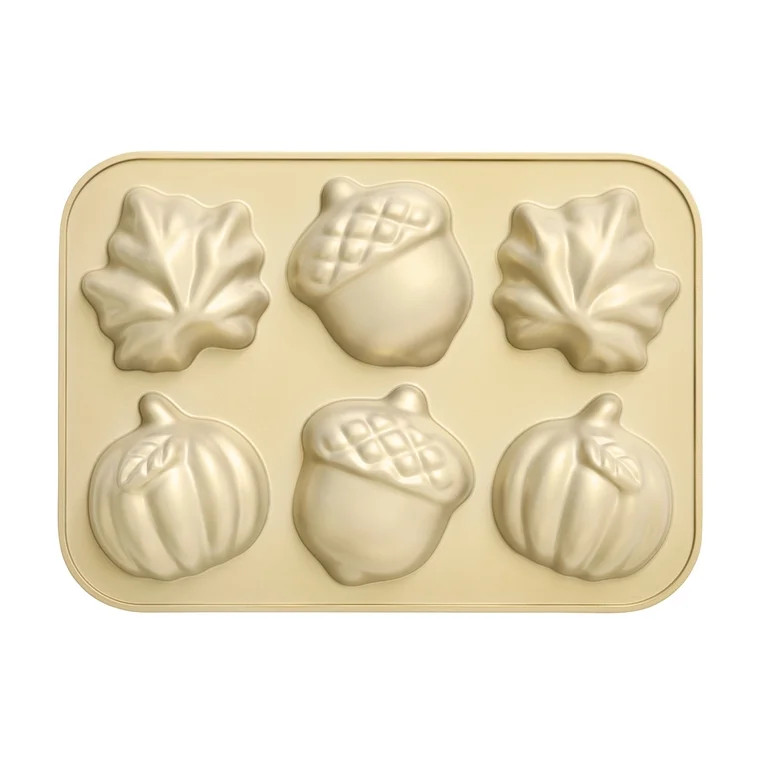 Better Homes & Gardens Cast Aluminum Golden Nonstick Fall Cakelet Pan, 12.11inch Length x 8.66inc... | Walmart (US)