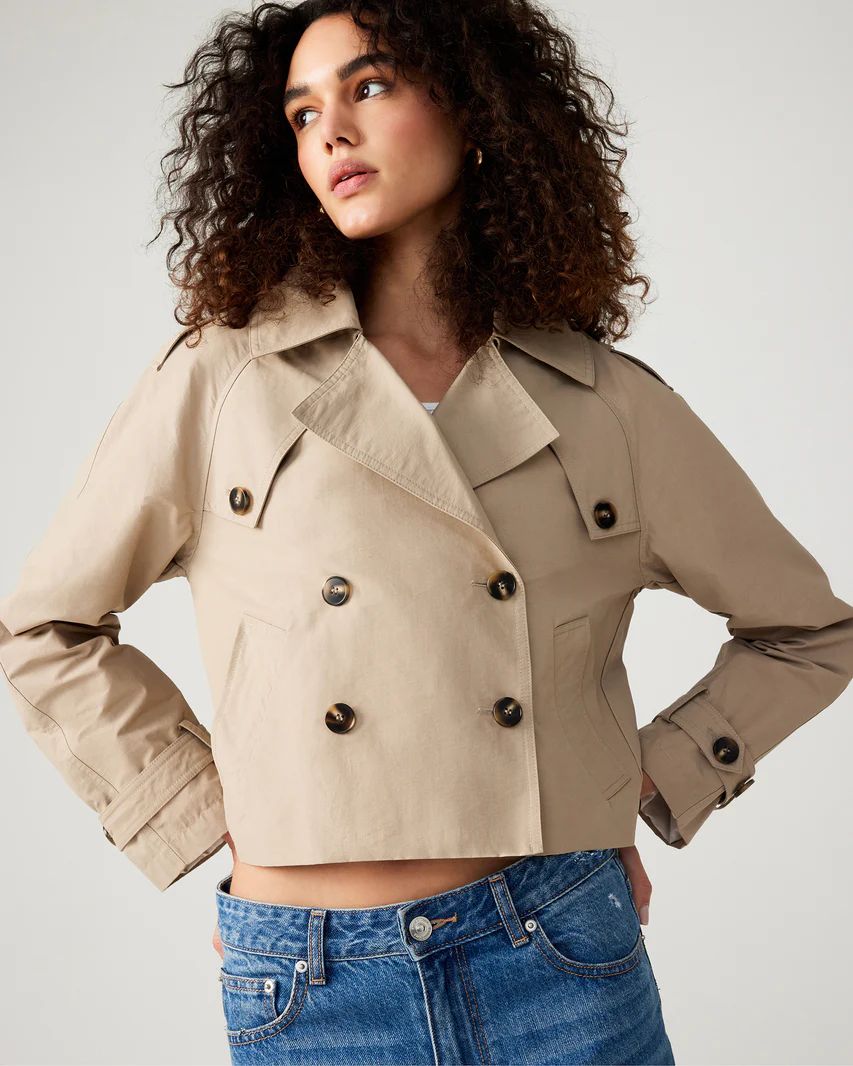 SIRUS Jacket Khaki | Women's Cropped Trench Coat | Steve Madden (US)