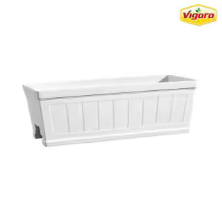 Vigoro 28 in. Eden Medium White Resin Window Box Rail Planter (28 in. L x 12 in. W x 12 in. H) HD... | The Home Depot
