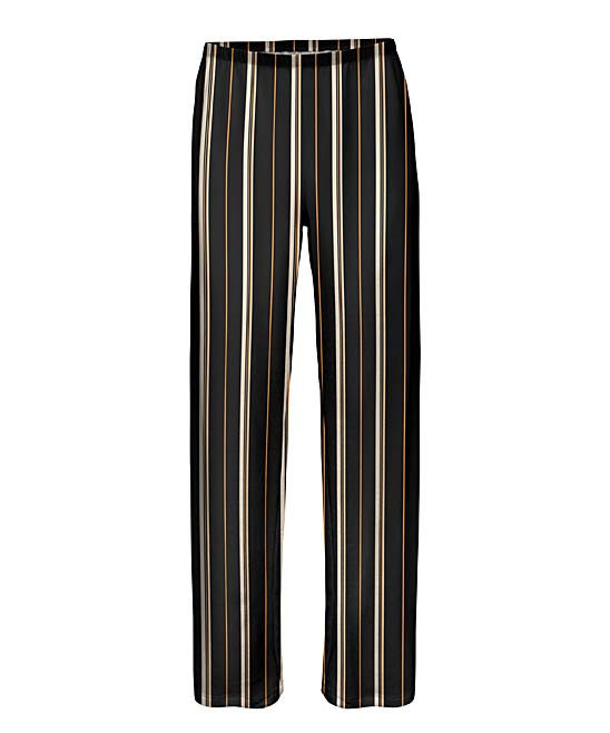 Lily Women's Casual Pants BLK - Black & Beige Stripe Straight-Leg Pants | Zulily
