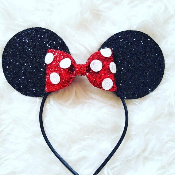 Glittery Minnie Mouse Ears Headband || Minnie Mouse Birthday || Minnie Mouse Headband || Minnie Ears | Etsy (US)
