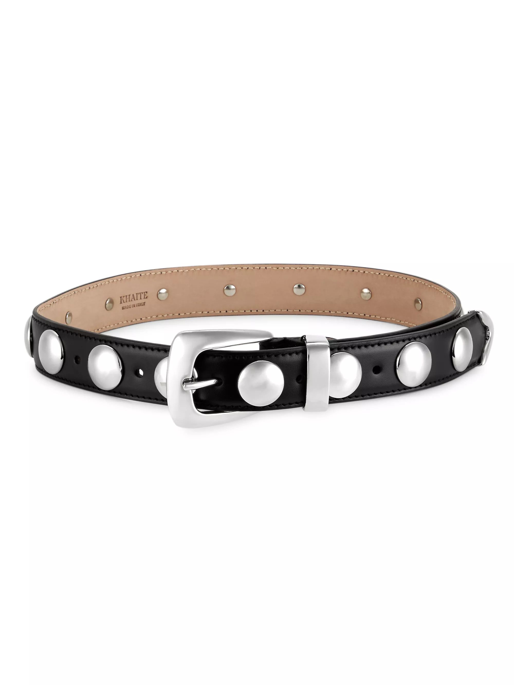 Shop Khaite Benny Studded Leather Belt | Saks Fifth Avenue | Saks Fifth Avenue