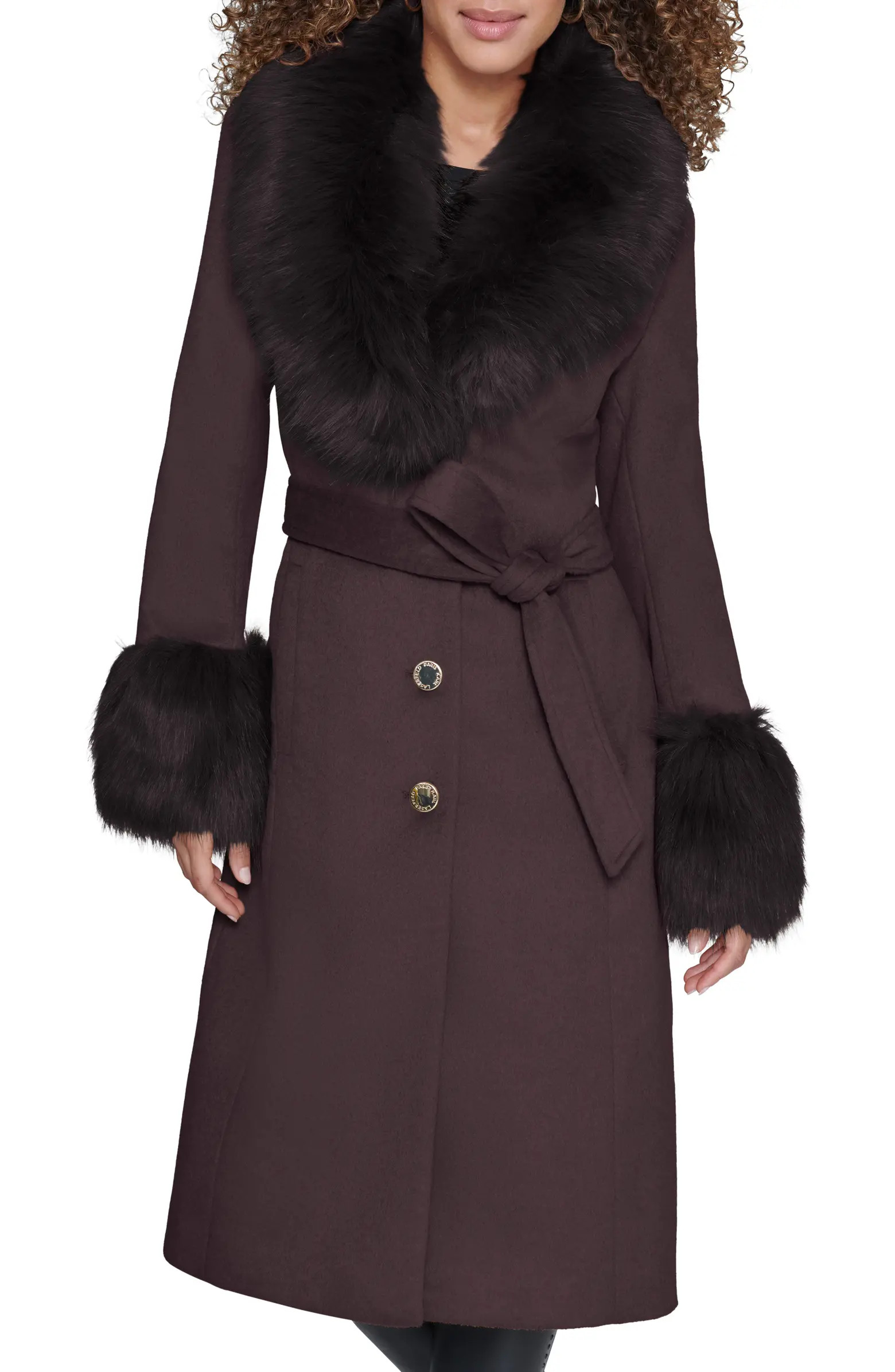 Faux Fur & Wool Blend Coat | Nordstrom