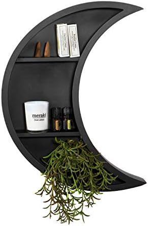 Matte Black Moon Shelf - Large Crescent Moon Wall Decor for Essential Oils, Plants and Crystal Di... | Amazon (US)