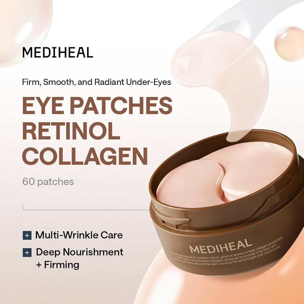 Mediheal Retinol Collagen Under Eye Patches - Korean Hydrogel Eye Pads (60 patches) with 95% Reti... | Amazon (US)