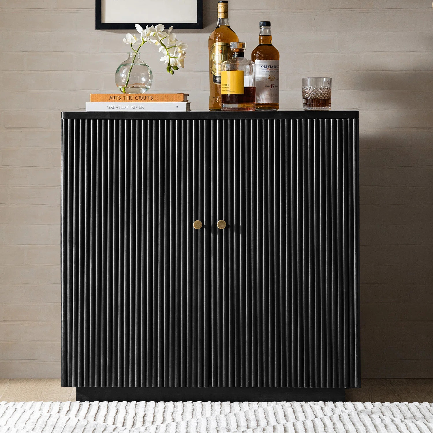 Martha Modern 32.6"W 2 Door Solid Wood Fluted Accent Cabinet | Wayfair North America