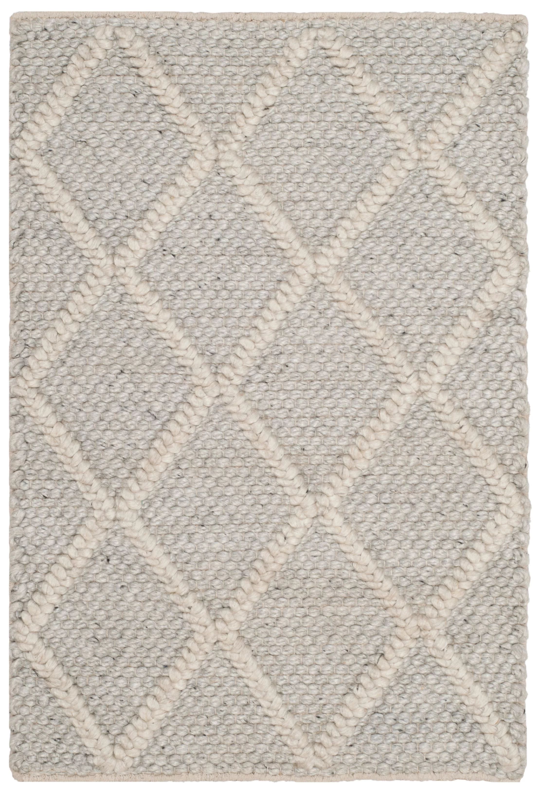 SAFAVIEH Natura Tracery Geometric Diamonds Wool Area Rug, Silver/Ivory, 2' x 3' - Walmart.com | Walmart (US)