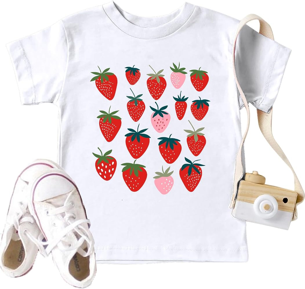 Toddler Strawberry Shirt Cute Strawberries Graphic Tees Fruit Lover T-Shirt Garden Casual Boys Gi... | Amazon (US)
