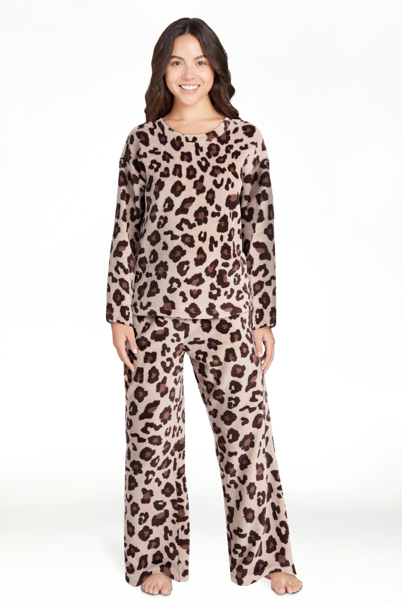 Joyspun Women's Folded Giftable Plush Long Sleeve Top and Pants Pajamas Set, 2-Piece, Sizes S-3X | Walmart (US)