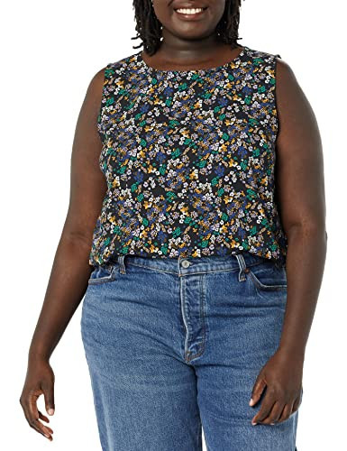 Amazon Essentials Women's Regular-Fit Sleeveless Layering Tank Top, Crew Neck, Black Ditsy Floral, XX-Large | Amazon (US)