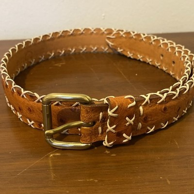 Jean Louis Fernandez Whipstitch Brown Leather Belt Women’s Size 28 Made France | eBay US