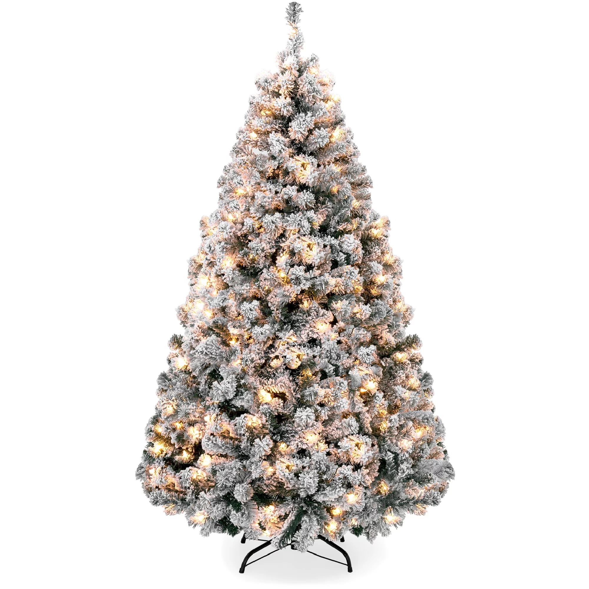 Best Choice Products 4.5ft Pre-Lit Holiday Christmas Pine Tree w/ Snow Flocked Branches, 200 Warm... | Walmart (US)