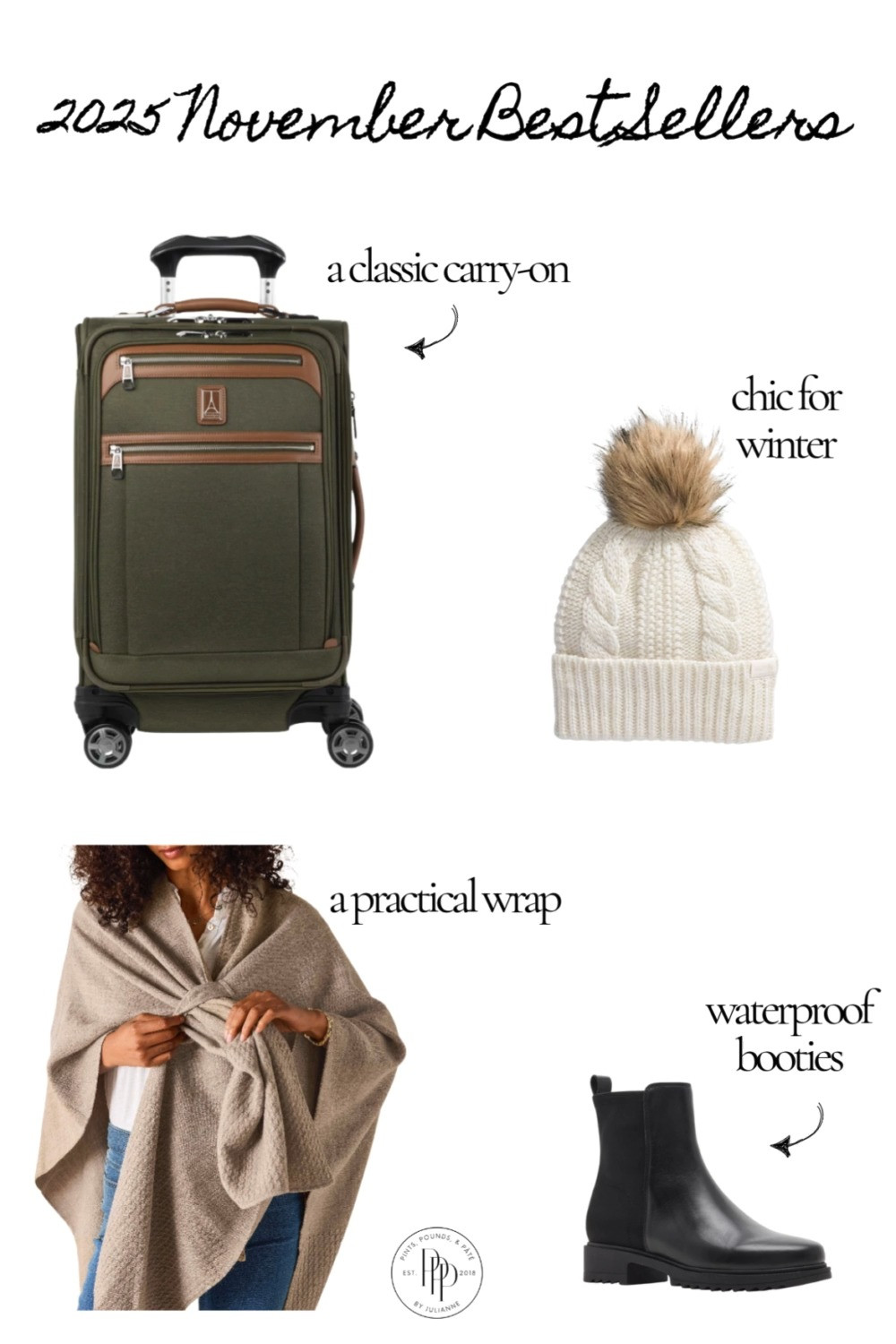 Sharing my November 2025 Europe travel best sellers, including the classic TravelPro carry-on, an easy (and affordable) winter hat, a practical wrap from Mersea, and Blondon waterproof boots #europe #europetravel #europetravelessentials #whattowearineurope #winterineurope 

 #LTKTravel