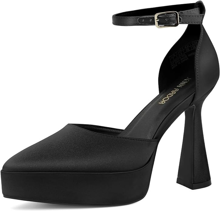 JENN ARDOR Women’s Chunky Platform High Block Heels Pointed Closed Toe Ankle Strap Comfortable ... | Amazon (US)