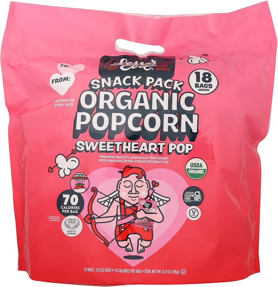 Lesserevil Organic Sweetheart Popcorn, 2.3 Oz | Amazon (US)