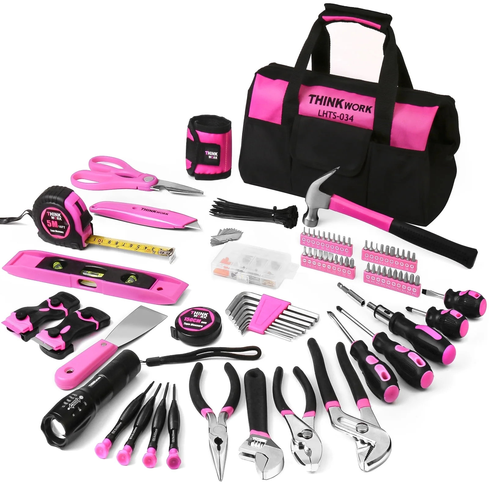 Pink Tool Set - 207 Piece Lady's Portable Home Repairing Tool Kit made from THINKWORK TW6075 | Walmart (US)