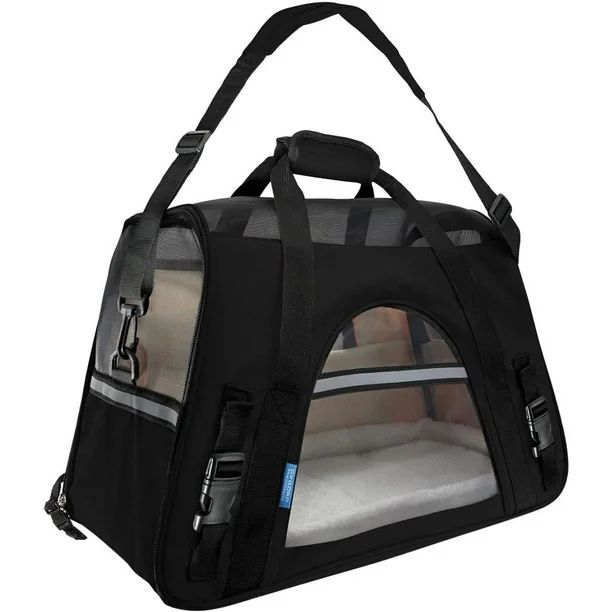 Paws & Pals Pet Carrier Airline Approved Soft-Sided Dogs Cats Kitten Puppy Carrying Bag (Black)(L... | Walmart (US)