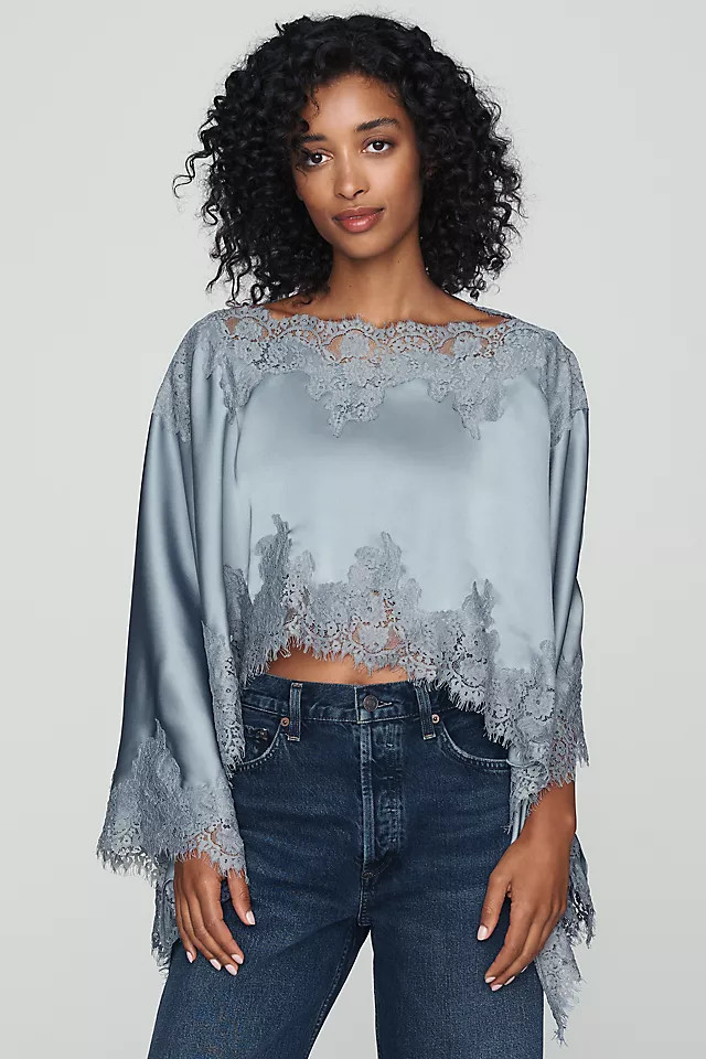 Satin Lace Poncho Top | Anthropologie (US)