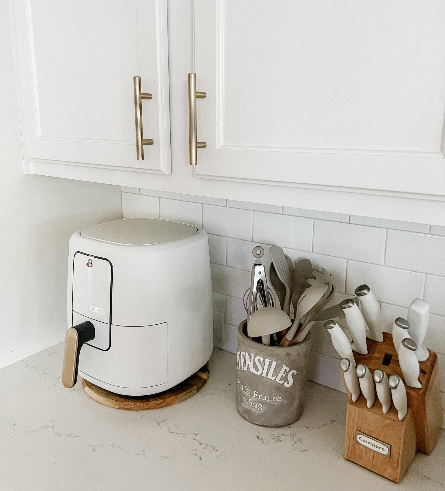 Gorgeous white air fryer!! Love how it looks with my white kitchen! White air fryer, white kitchen set, white utensils, white knife set 

#LTKfindsunder100 #LTKhome