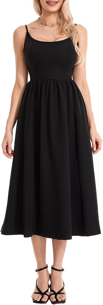 Women's Sexy Low Cut Spaghetti Strap Long Dress Casual Sleeveless Backless Maxi Dress Square Neck... | Amazon (US)